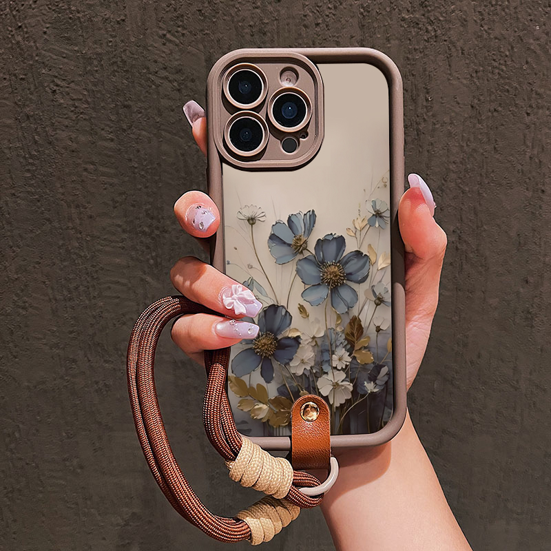 Samsung Galaxy Strap - 블루 플라워 랜야드 스트랩 로프 폰