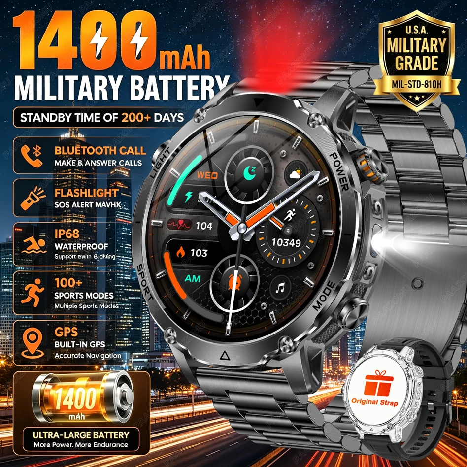 Smartwatch Branded Watches For Men - 브랜드+1400mAh 대용량 배터리 스마트워치 남성용 1.7인치