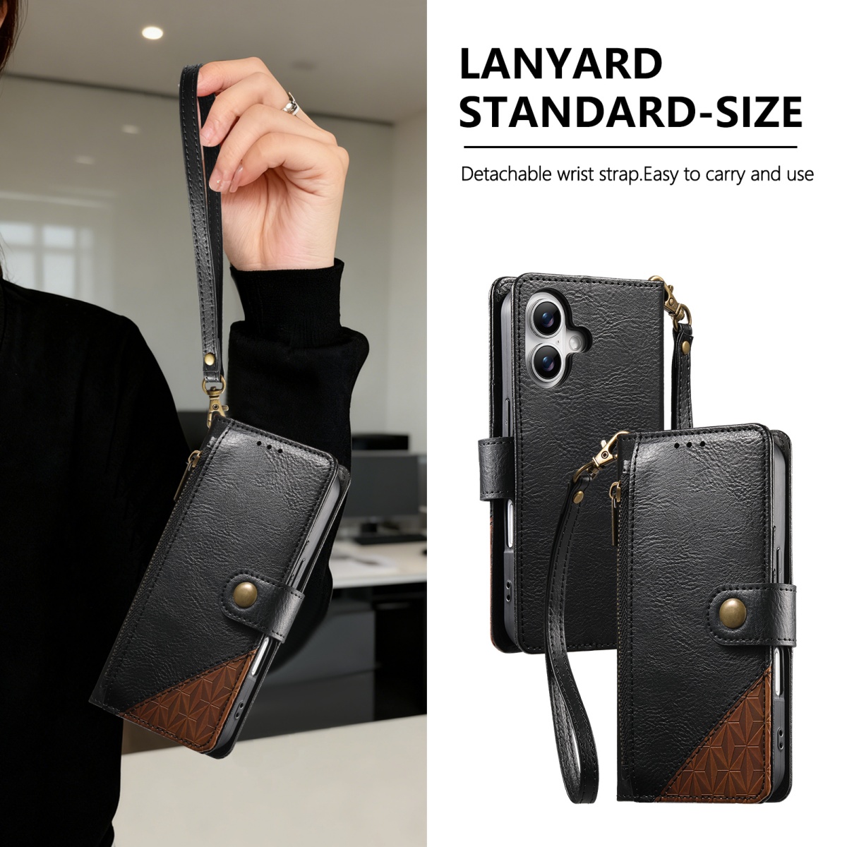 Samsung Galaxy Strap - PU 가죽 지퍼 손목 스트랩 플립