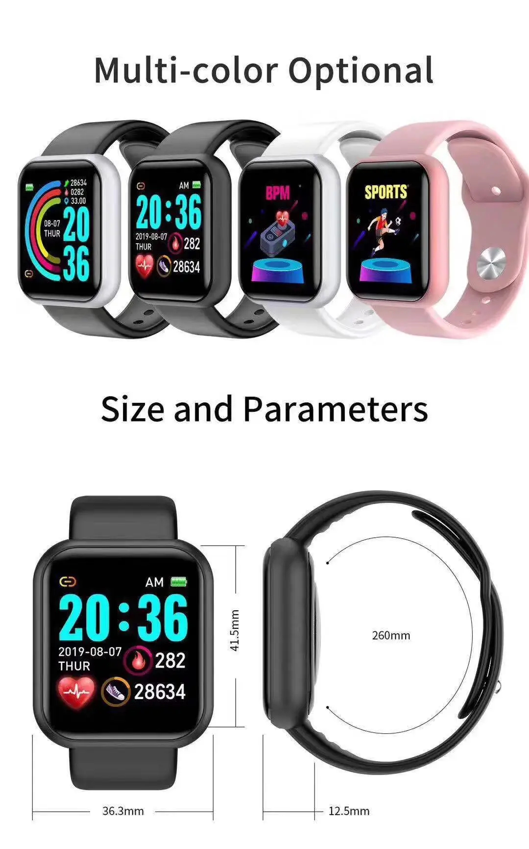 Smartwatch Digital Watches For Men - D20 Pro 스마트워치 남성용 Y68 스마트워치,