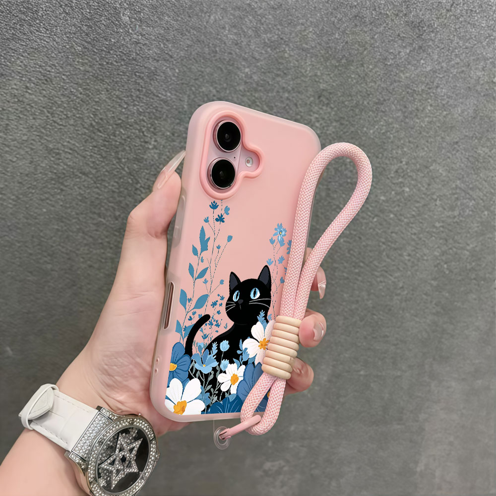 Samsung Galaxy Strap - 귀여운 고양이 꽃무늬 한국 스타일 삼성