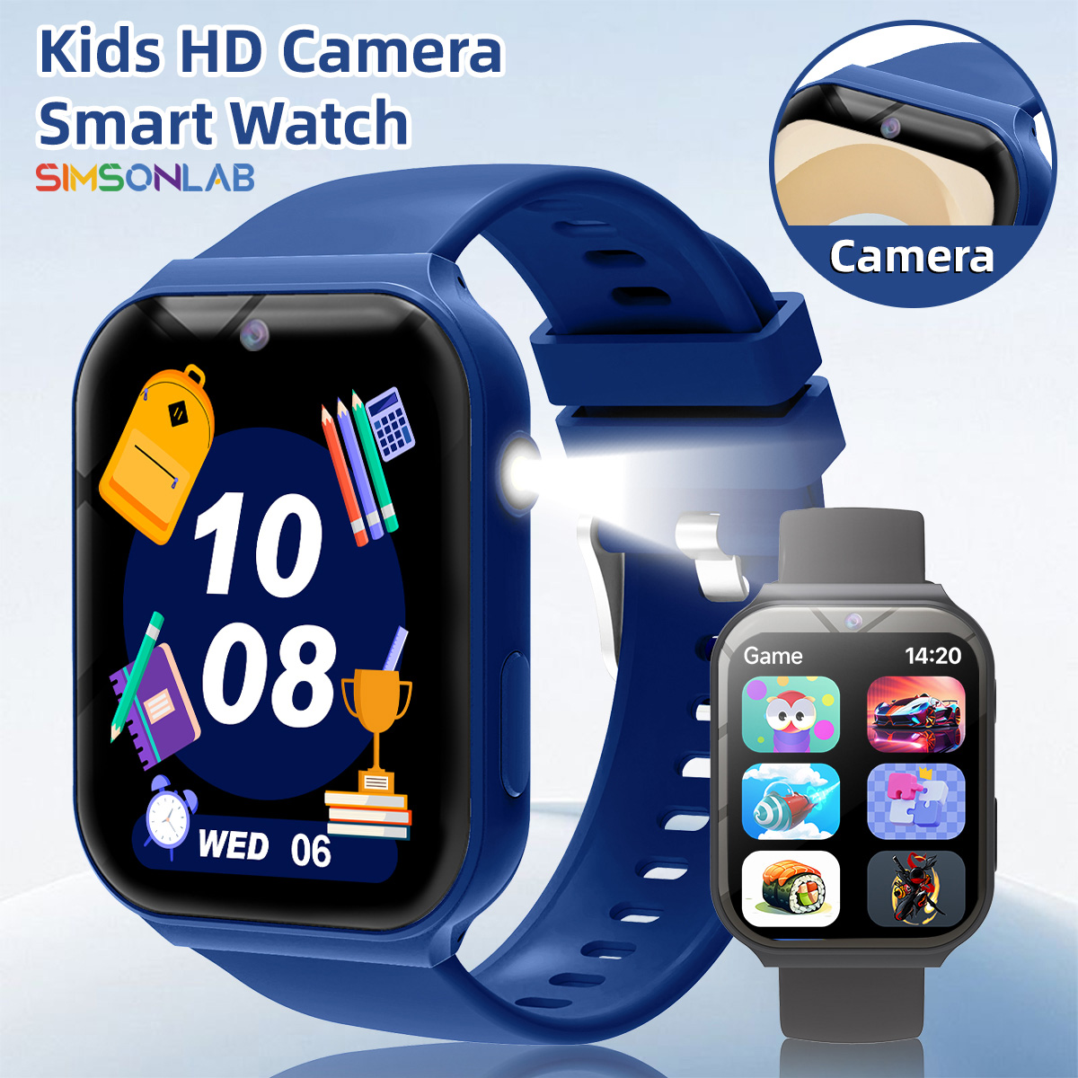 Smartwatch Watches Gift For Girls - 어린이 학습용 카메라, 플래시, 멀티 게임,