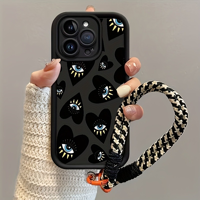 Samsung Galaxy Strap - 블랙 러브 하트 아이 핸드 스트랩