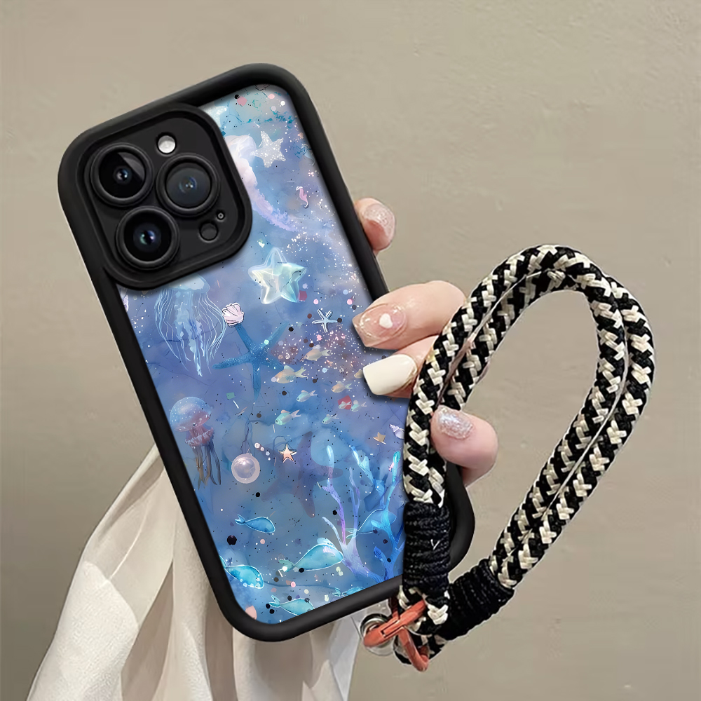 Samsung Galaxy Strap - 블루 퍼플 해파리 스트랩 로프 폰