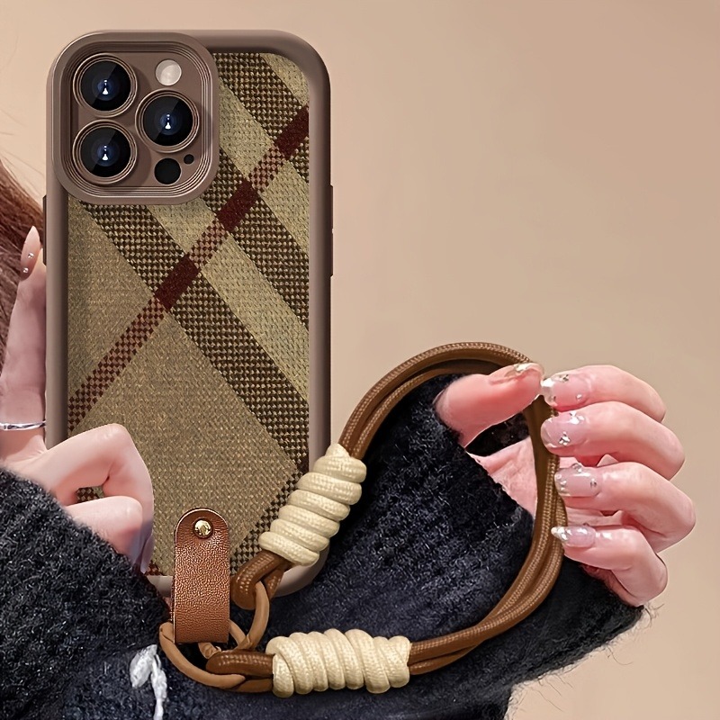 Samsung Galaxy Strap - 브라운 스트라이프 랜야드 스트랩 로프 폰
