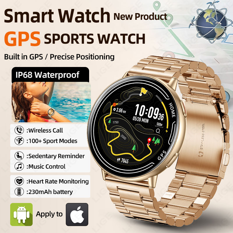 Smartwatch Watches For Women With Gps - LIGE GPS 스마트 시계 심박수 모니터링