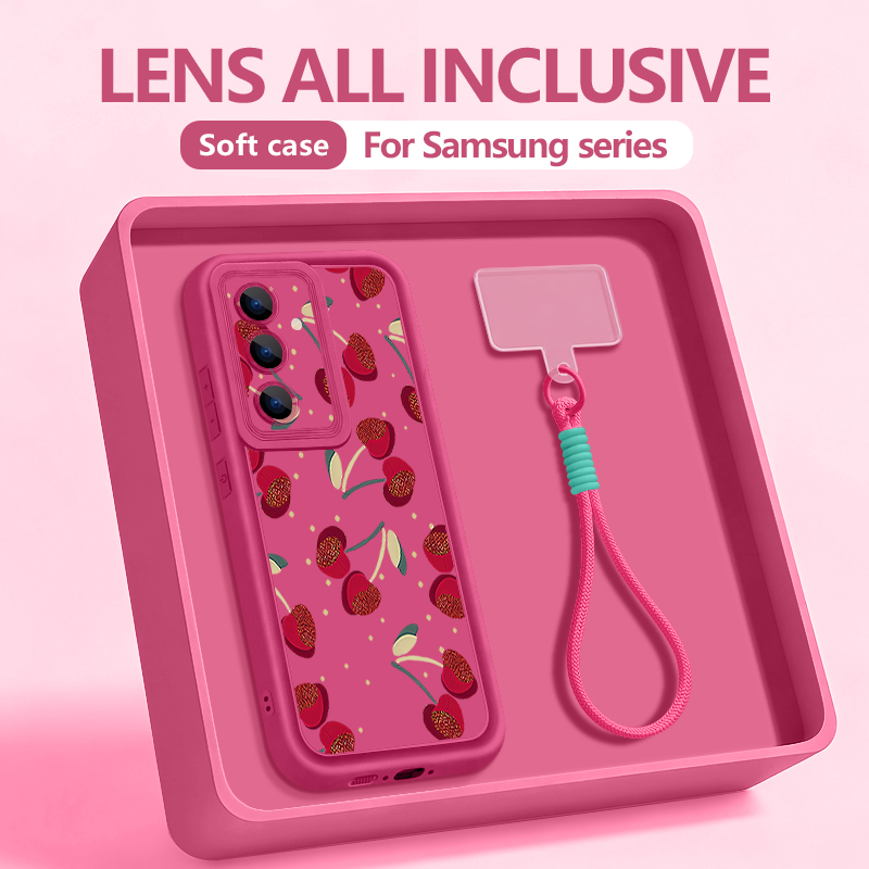 Samsung Galaxy Strap - 리틀 체리 패턴 끈형 폰 케이스