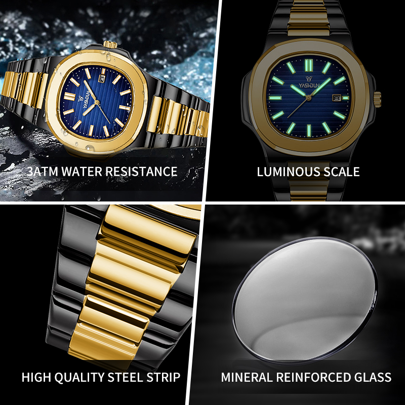 패션 스퀘어 쿼츠 남성용 시계 방수 야광 날짜 표시 스 - Smartwatch Square Watches For Men 리뷰 및 가격