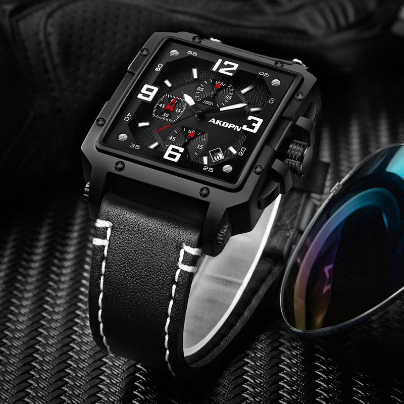 남성용 오리지널 디자인 쿼츠 시계 크로노그래프 가죽 시 - Smartwatch Square Watches For Men 리뷰 및 가격