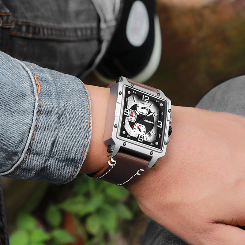남성용 오리지널 디자인 쿼츠 시계 크로노그래프 가죽 시 - Smartwatch Square Watches For Men 리뷰 및 가격