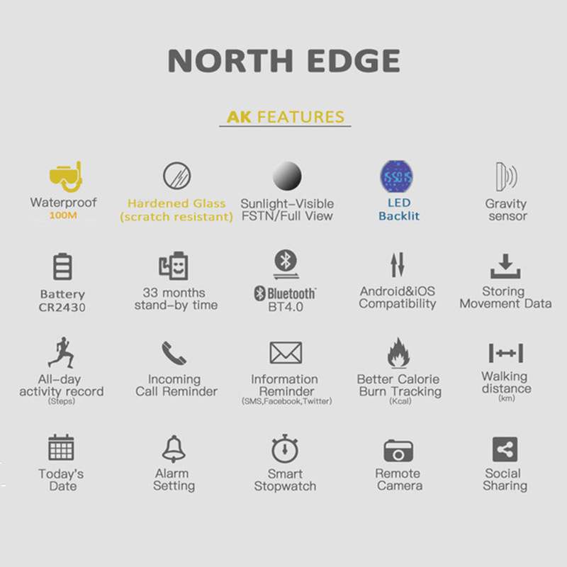 NORTH EDGE AK 100M 방수 야외 스포츠 스 - Smartwatch Digital Watches For Men 리뷰 및 가격