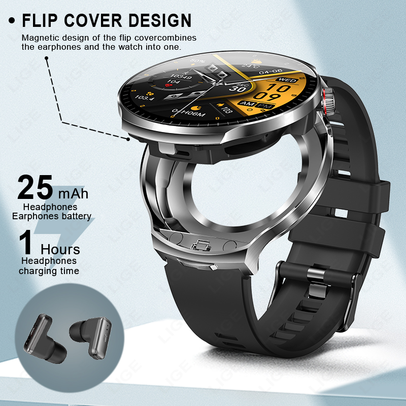 LIGE 신형 TWS 2 in 1 헤드셋 스마트워치 1 - Smartwatch Noise Watches For Men 리뷰 및 가격