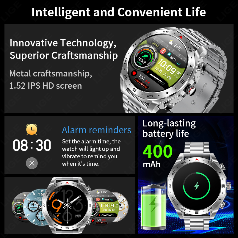 LIGE AMOLED 스크린 스마트워치와 이어버드 블루 - Smartwatch Noise Watches For Men 리뷰 및 가격