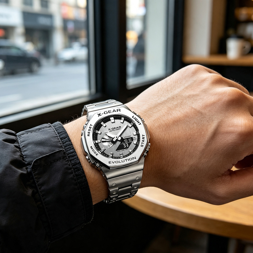 X-GEAR 듀얼 디스플레이 디지털 스포츠 시계 스틸  - Smartwatch Digital Watches For Men 리뷰 및 가격