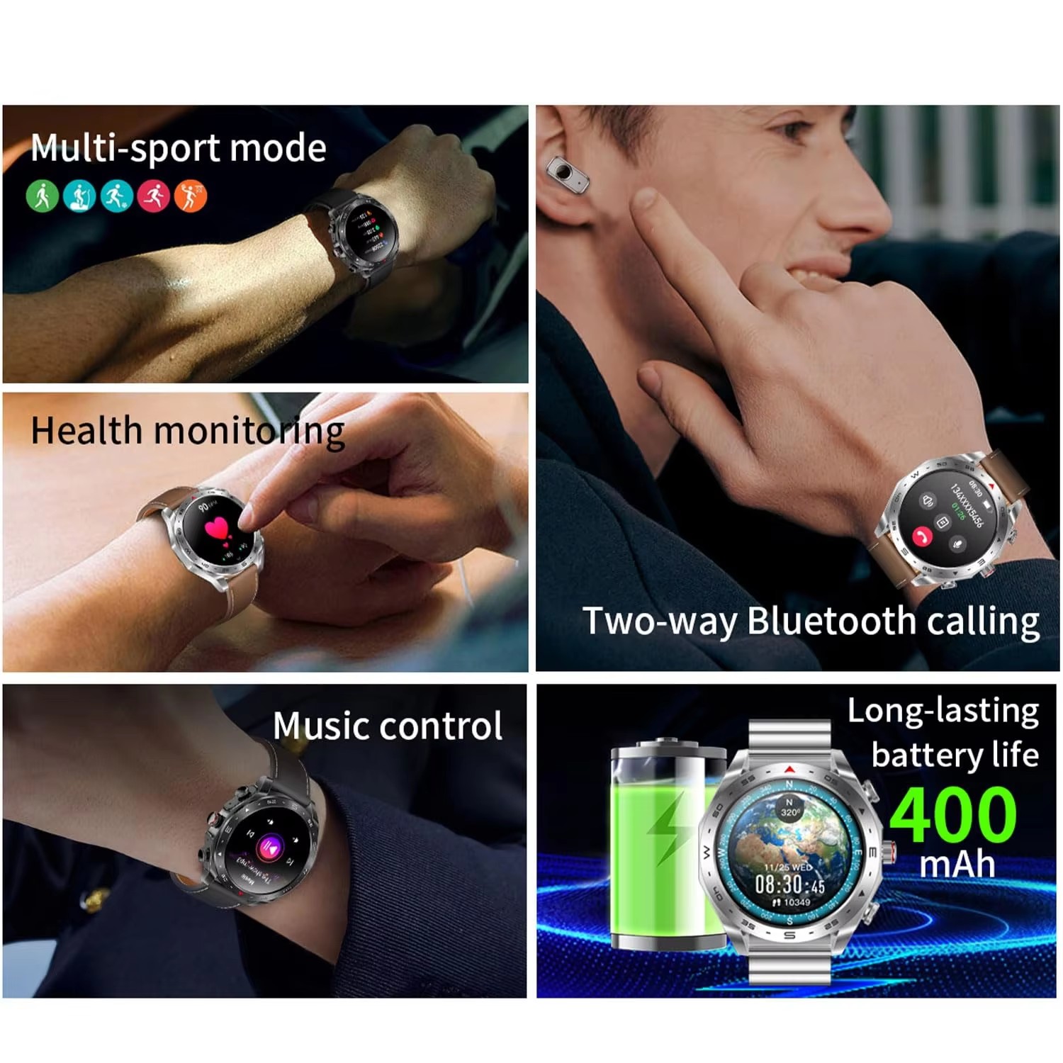 비즈니스 스마트 워치 2 in 1 TWS 소음 감소 블 - Smartwatch Noise Watches For Men 리뷰 및 가격