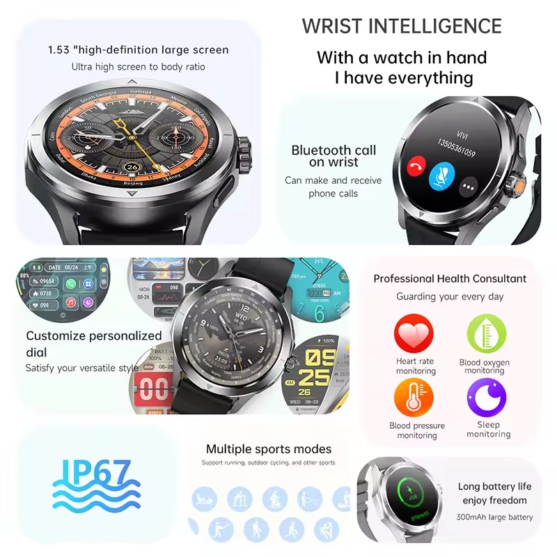 GUHUAVMI NFC 스마트 시계 남성용 AMOLED - Smartwatch Branded Watches For Men 리뷰 및 가격