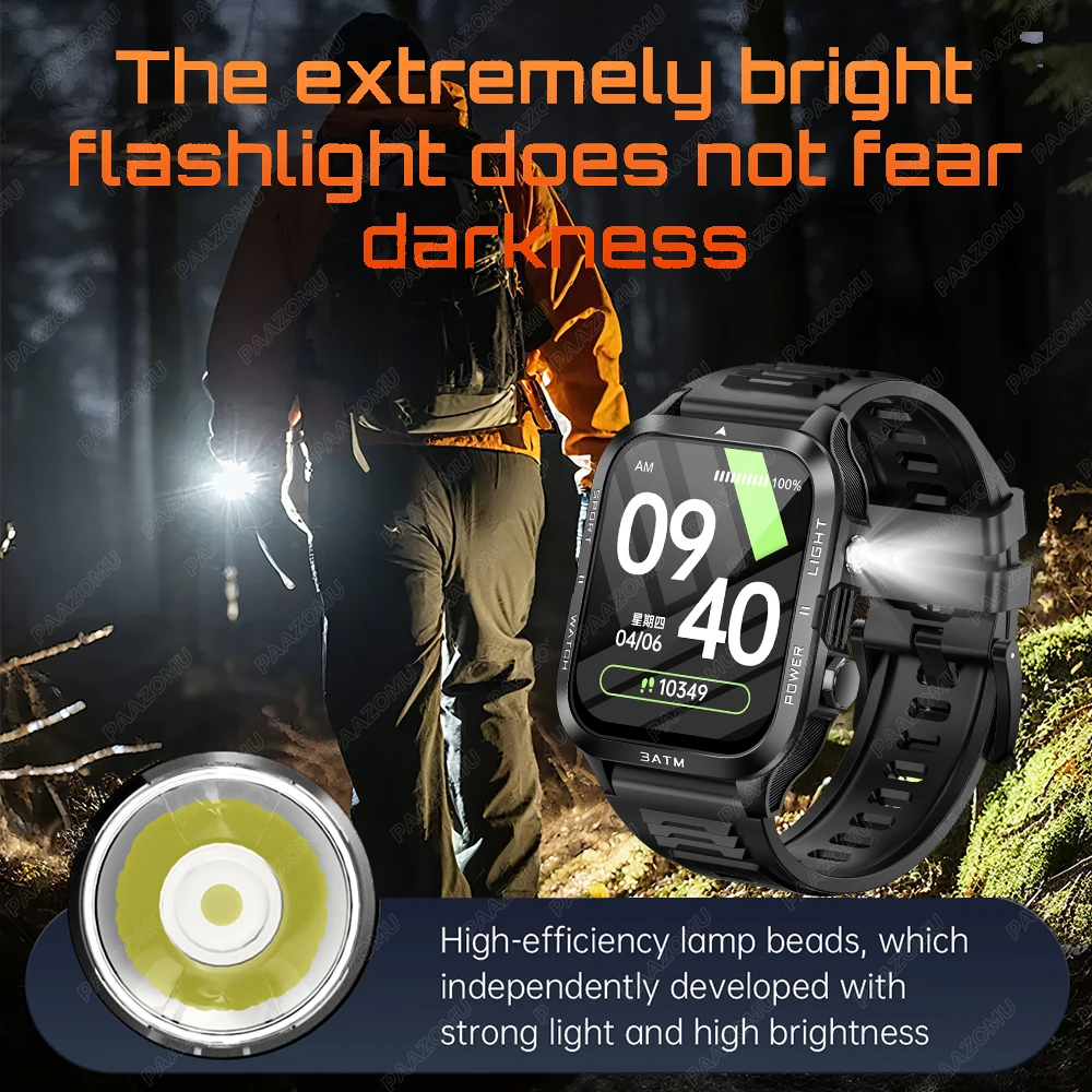 군용 등급 스마트워치 남성용 LED 손전등 방수 스포츠 - Smartwatch Square Watches For Men 리뷰 및 가격